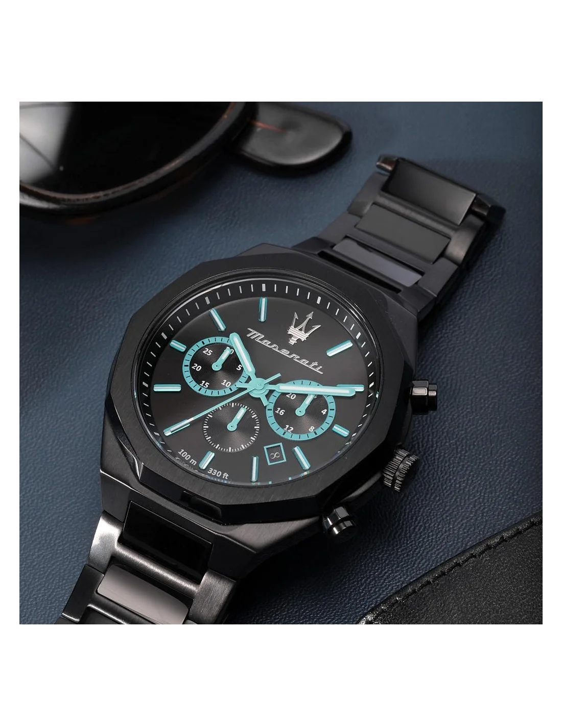 Montre Homme Maserati Stile Aqua Edition R8873644001 - Boîtier Acier Noir & Accents Turquoise vue 4