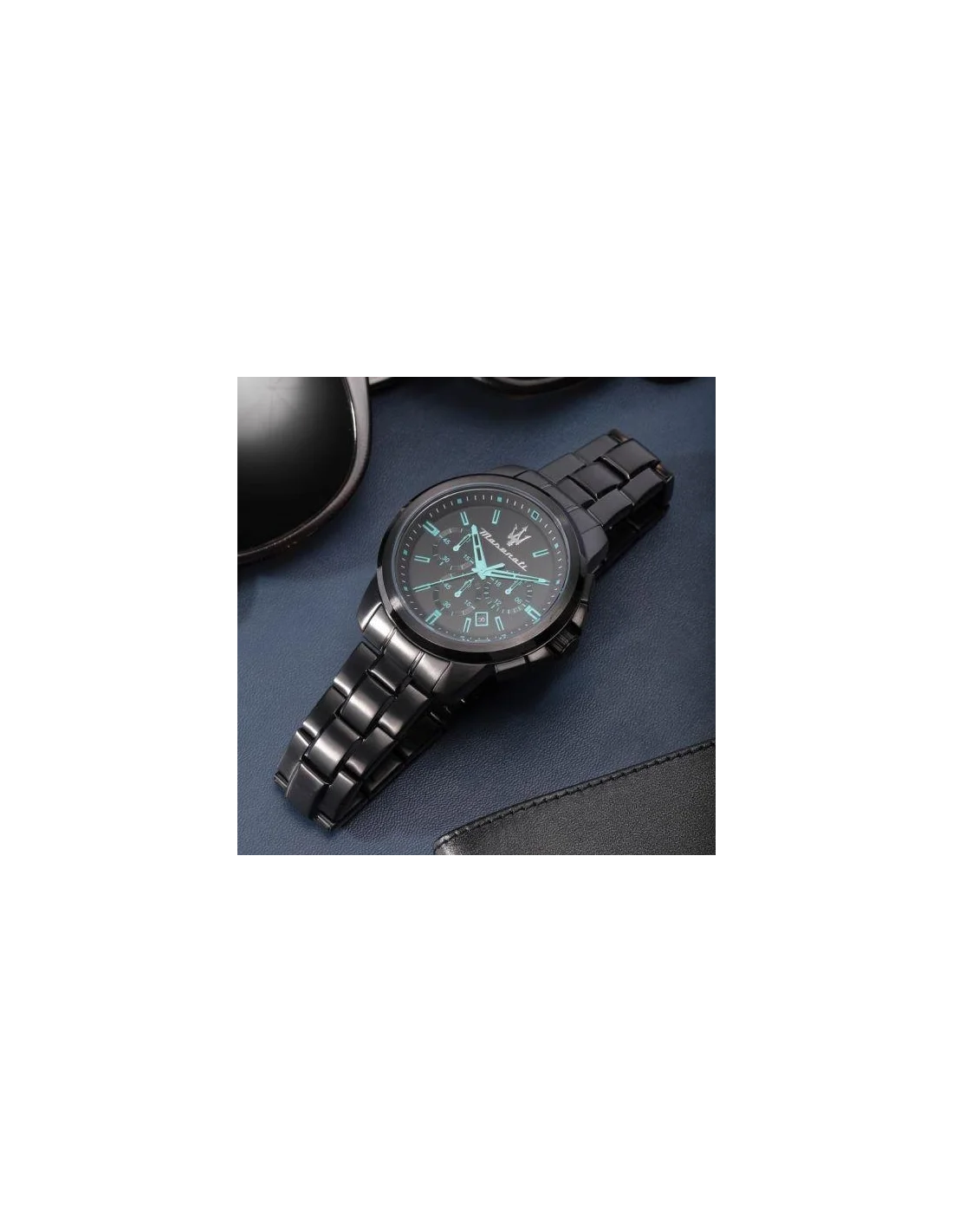 Montre Homme Maserati Successo Aqua Edition R8873644003 - Boîtier Acier Noir, Cadran Noir et Accents Turquoise vue 4