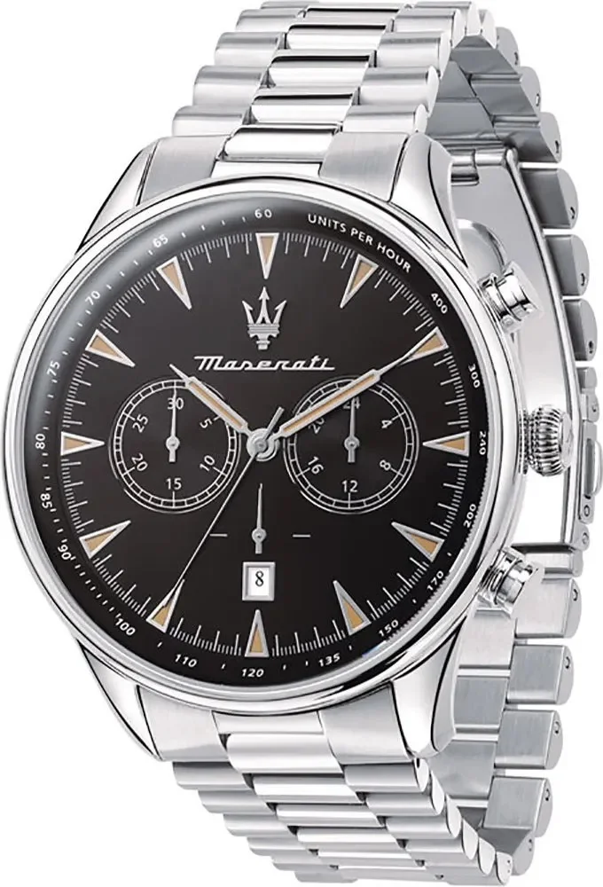 Montre Homme Maserati Tradizione R8873646004 Chronographe Cadran Noir Bracelet Acier