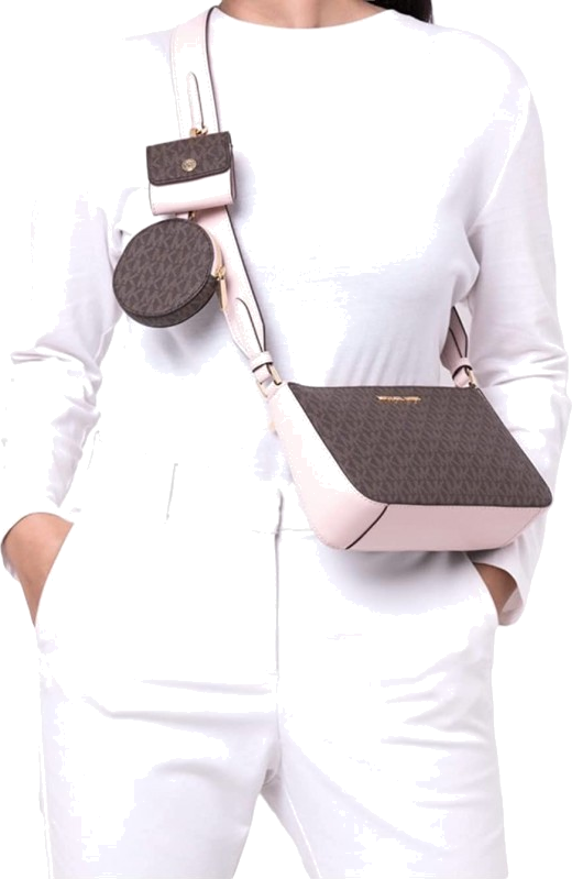 Petit sac Michael Kors à épaule Jet Set Travel à logo et à pochettes - Marron - Rose vue 2