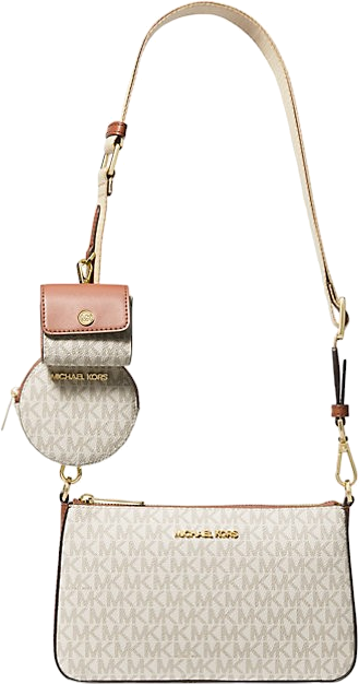 Petit sac Michael Kors à épaule Jet Set Travel à logo et à pochettes - Blanc - Marron vue 2