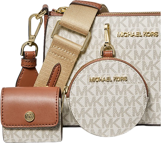 Petit sac Michael Kors à épaule Jet Set Travel à logo et à pochettes - Blanc - Marron vue 3
