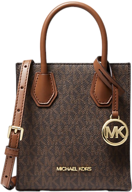 Très petit sac à main Michael Kors Mercer à bandoulière en cuir monogramme grainé Safiano - Marron vue 2