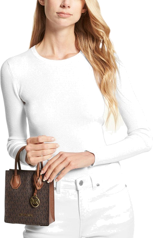 Très petit sac à main Michael Kors Mercer à bandoulière en cuir monogramme grainé Safiano - Marron vue 3