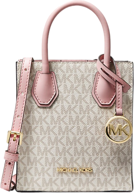 Très petit sac à main Michael Kors Mercer à bandoulière en cuir monogramme grainé Safiano - Blanc vue 2