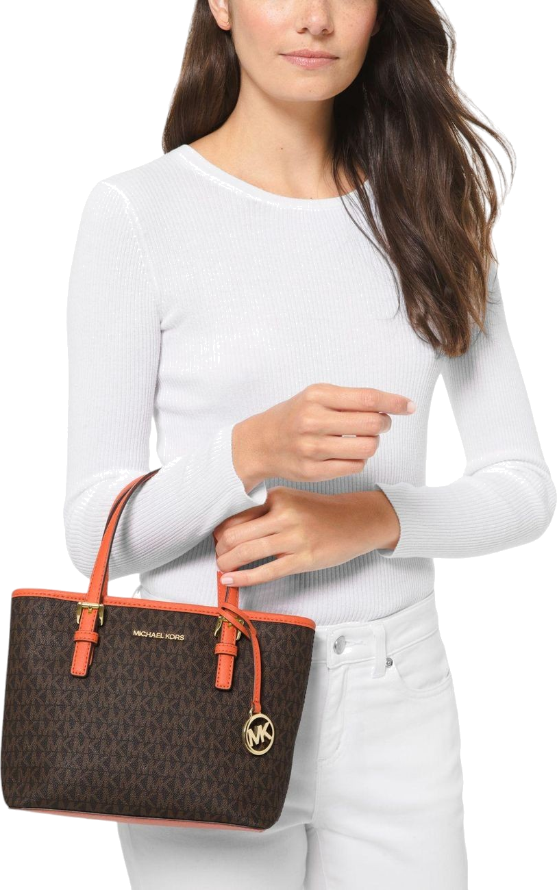 Sac à main Michael Kors Jet Set Travel XS à logo MK - Marron - Orange vue 2