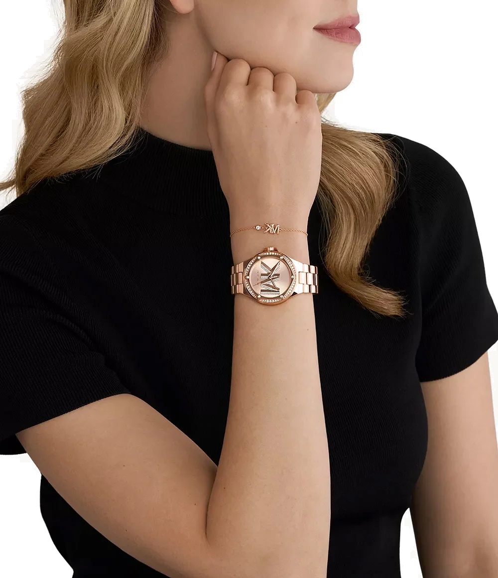Montre Michael Kors Lennox MK1063 pour Femme, Cadran et Bracelet Or Rose vue 4