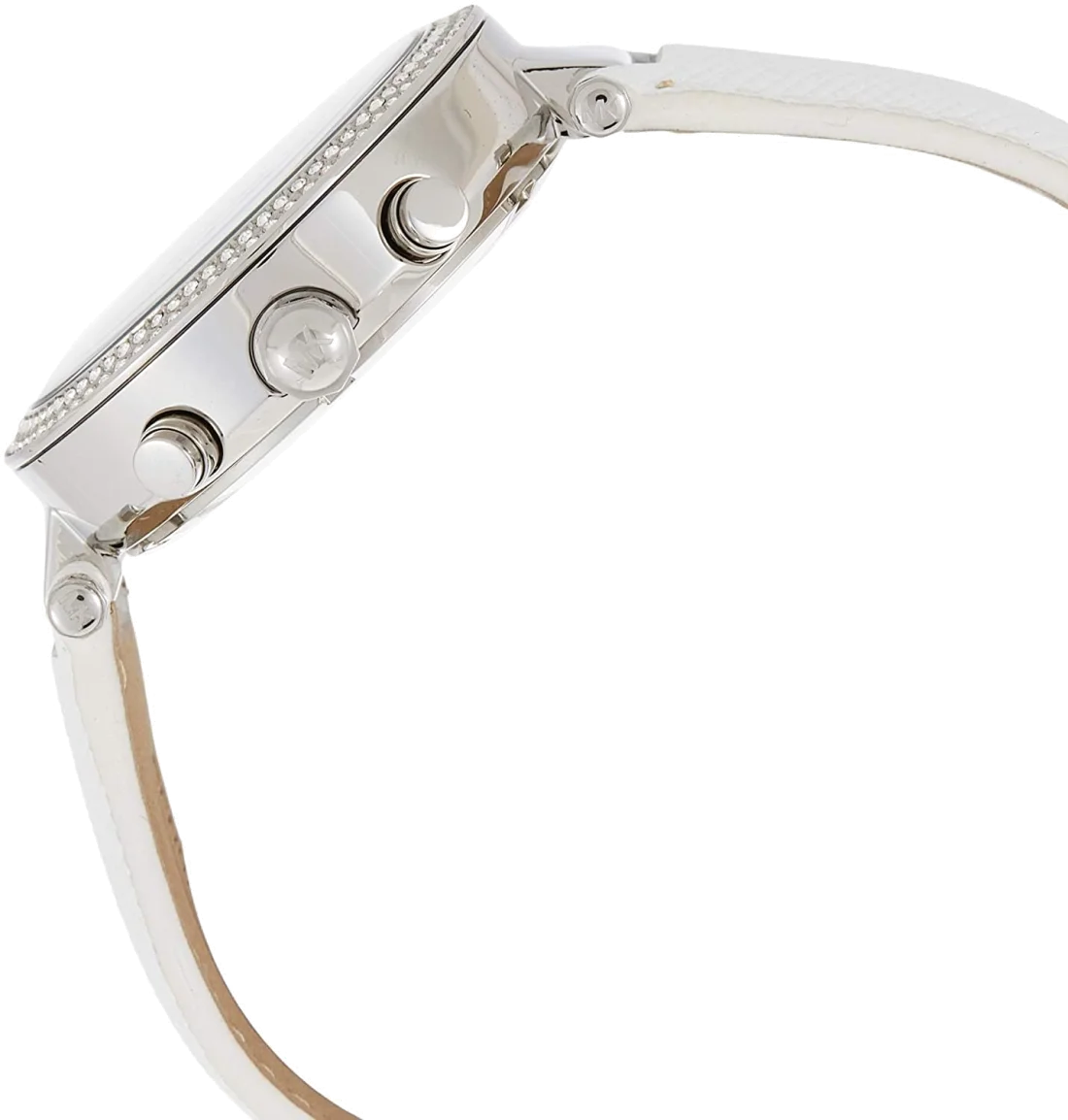 Montre Femme Michael Kors MK2277 - Cadran Blanc, Bracelet Cuir Blanc, Lunette Cristaux vue 2