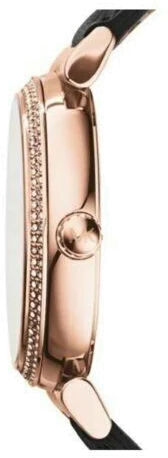 Montre Michael Kors Catlin MK2376 pour Femme - Cadran Fuchsia, Boîtier Or Rose, Bracelet Cuir Noir vue 2