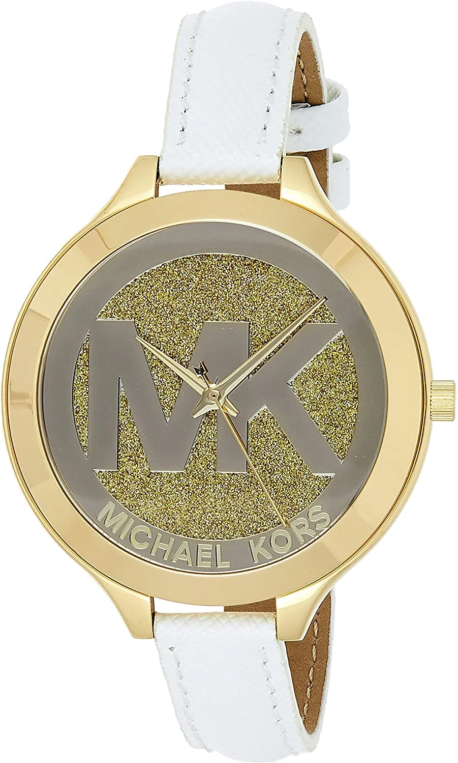 Montre Femme Michael Kors MK2389 Runway - Boîtier Or, Cadran Blanc & Bracelet Cuir vue 3