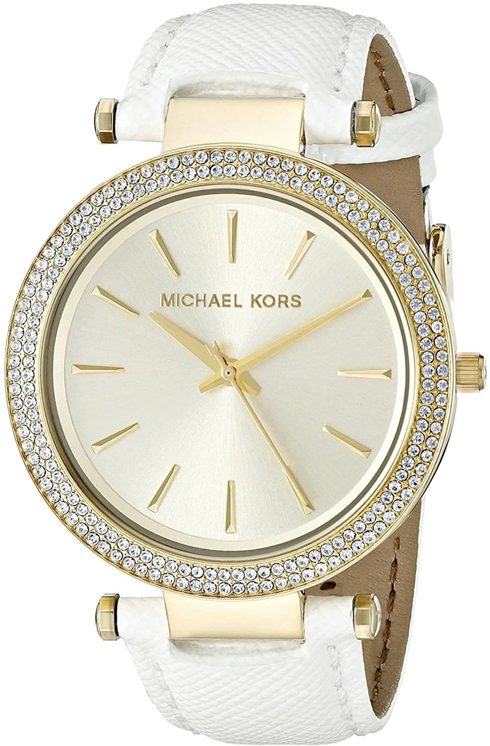 Montre Michael Kors Darci MK2391 - Cadran doré, bracelet cuir blanc pour femme
