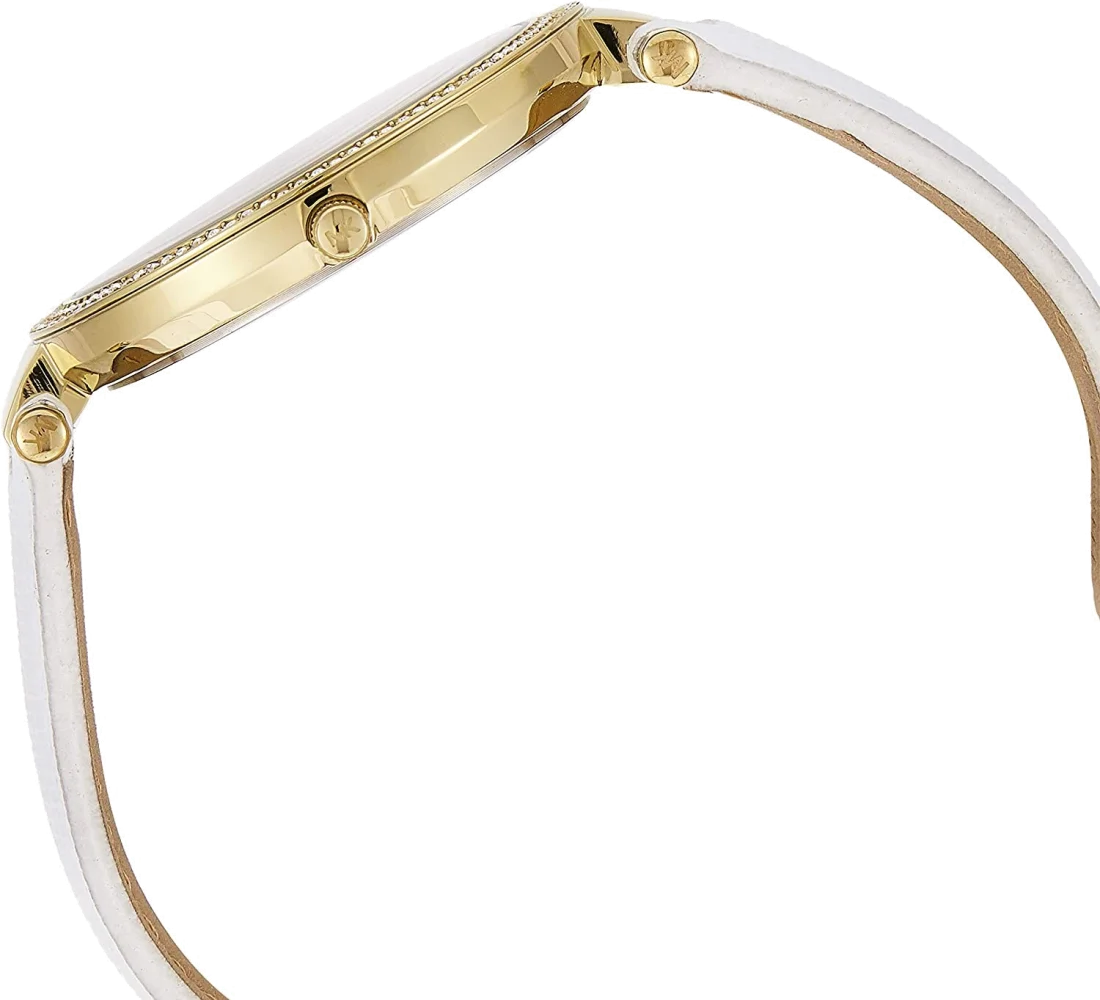 Montre Michael Kors Darci MK2391 - Cadran doré, bracelet cuir blanc pour femme vue 2