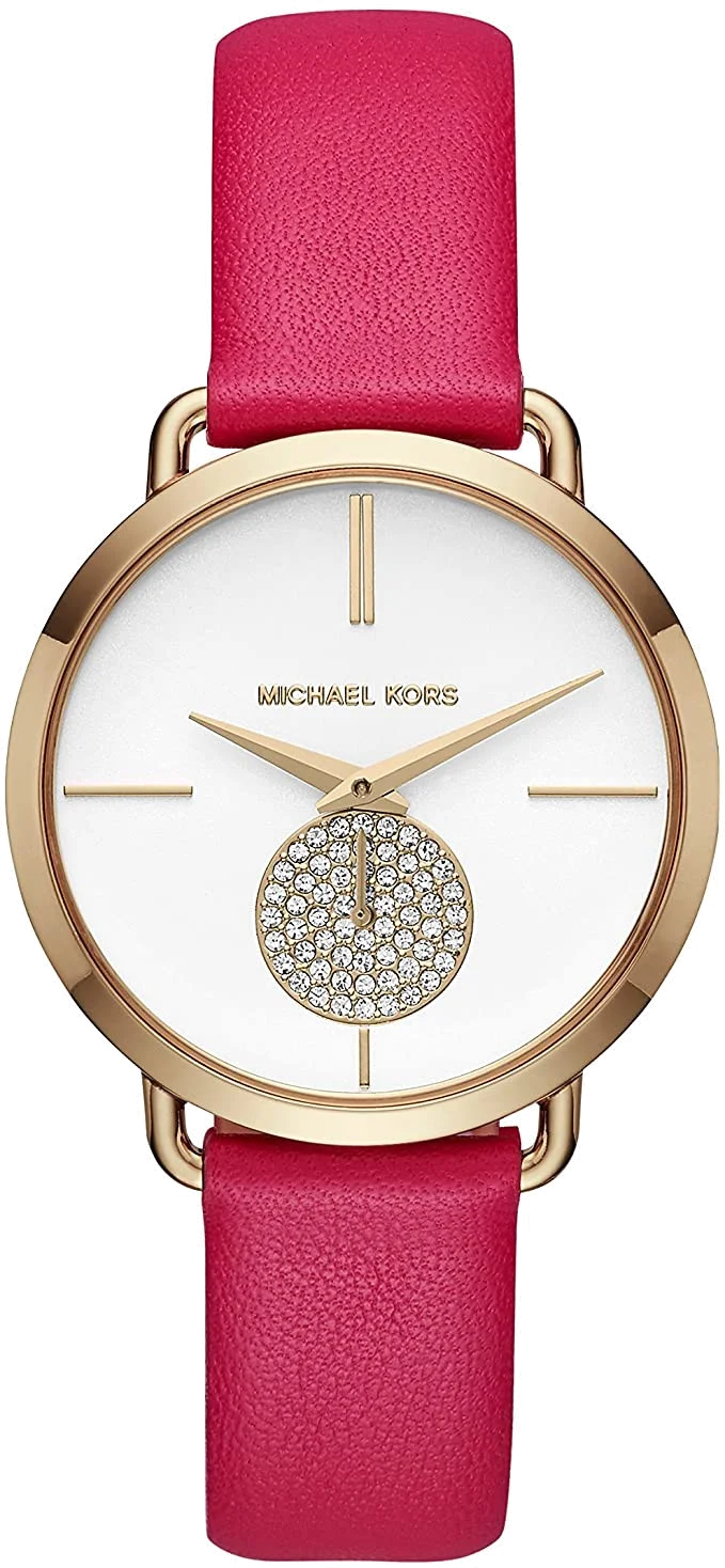 Montre Michael Kors MK2710 pour Femme, Cadran Blanc et Bracelet Cuir Rose vue 2