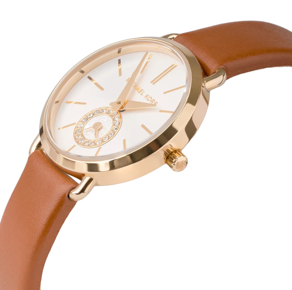 Montre Femme Michael Kors MK2734 - Cadran Doré, Bracelet Cuir Marron vue 2