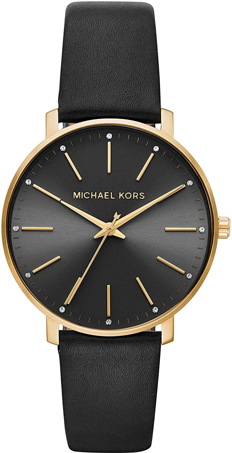Montre Femme Michael Kors Pyper MK2747 - Cadran Noir, Boîtier Or, Bracelet Cuir Noir