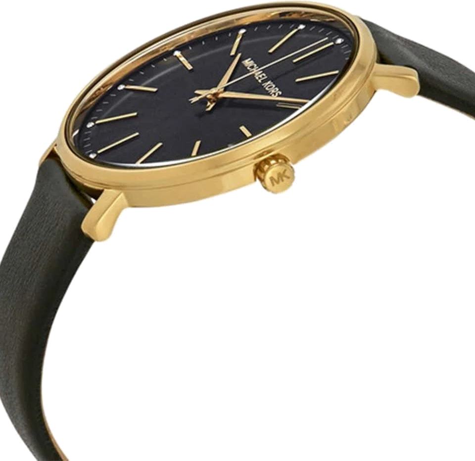 Montre Femme Michael Kors Pyper MK2747 - Cadran Noir, Boîtier Or, Bracelet Cuir Noir vue 2