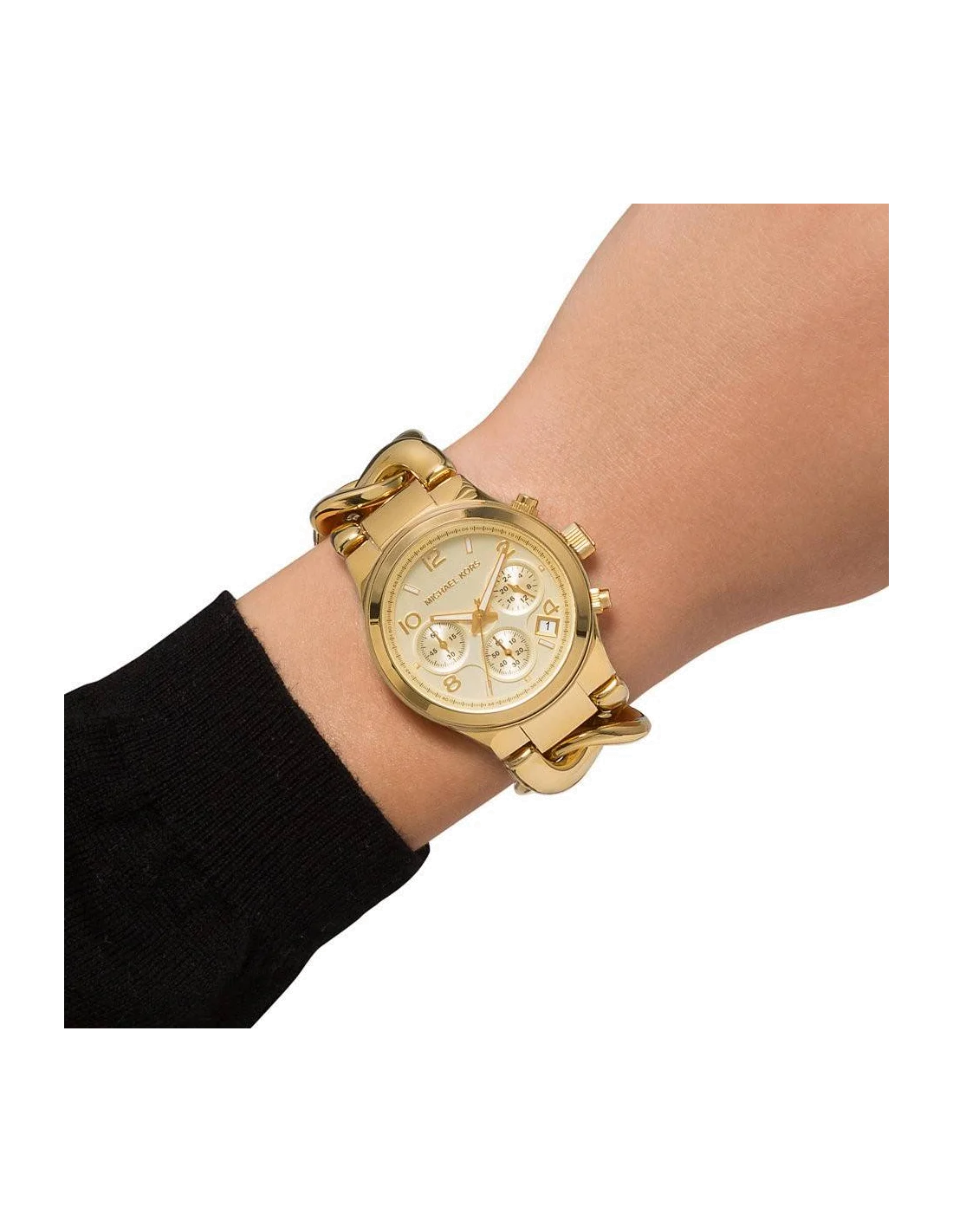 Montre Michael Kors MK3131 Femme - Chronographe Quartz, Cadran et Bracelet Chaîne Doré Jaune vue 4