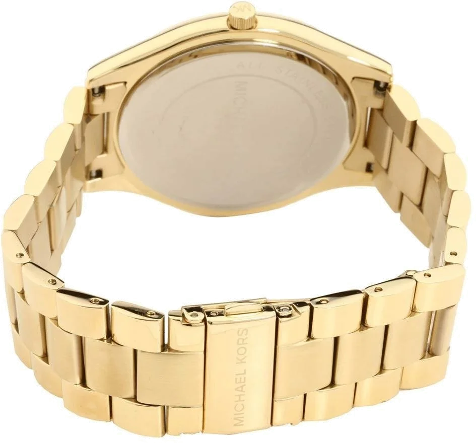 Montre Femme Michael Kors MK3179 Runway - Boîtier et Bracelet Acier Doré - Cadran Blanc Épuré vue 3