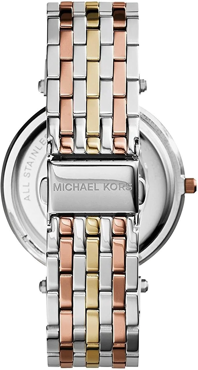 Montre Femme Michael Kors MK3203 Darci - Boîtier Bicolore, Bracelet Tricolore Acier et Cristaux vue 3