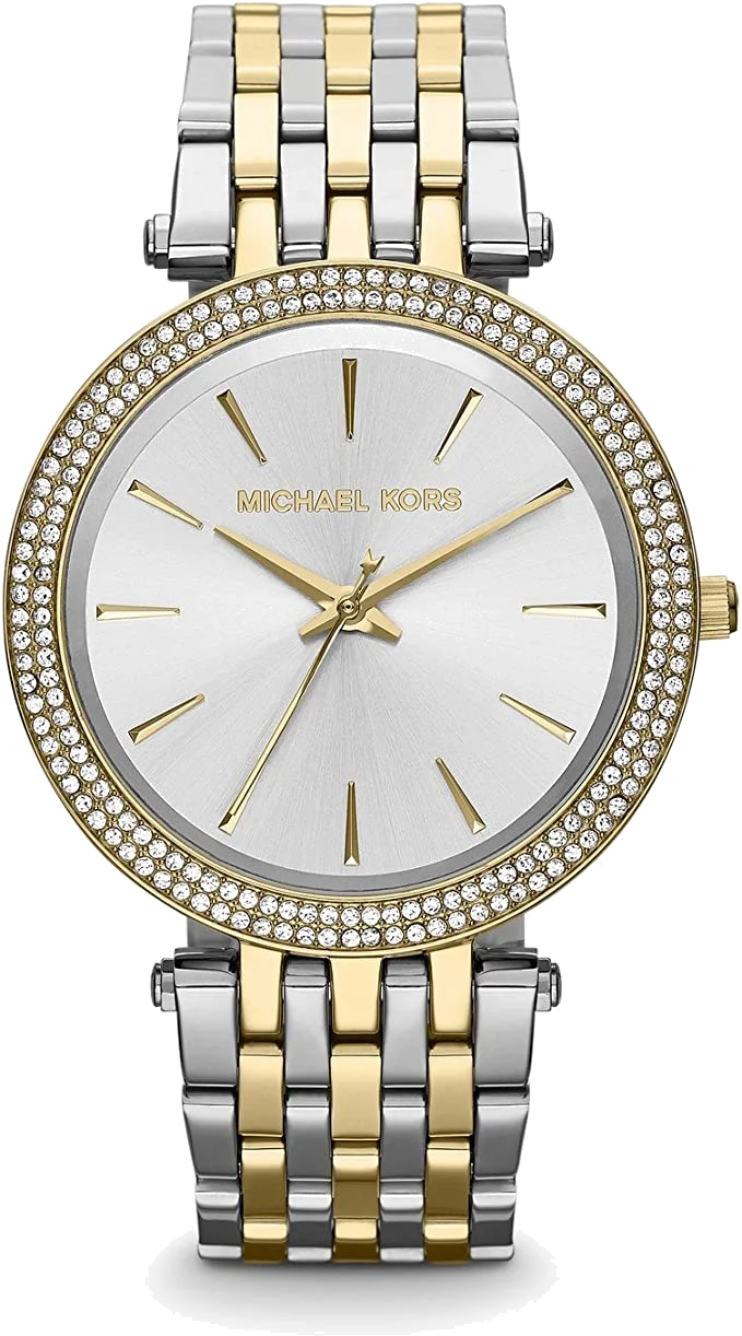 Montre Femme Michael Kors MK3215 Darci - Cadran Argent, Bracelet Acier Bicolore, Lunette à Cristaux