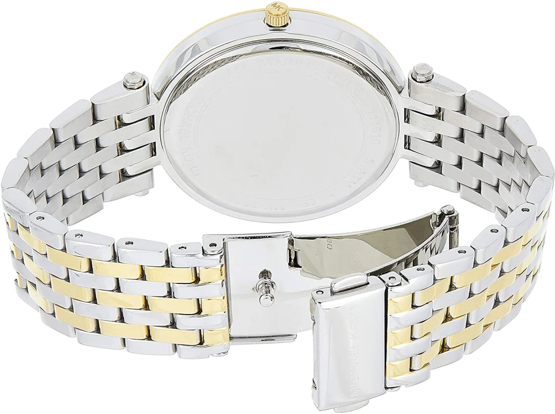 Montre Femme Michael Kors MK3215 Darci - Cadran Argent, Bracelet Acier Bicolore, Lunette à Cristaux vue 3