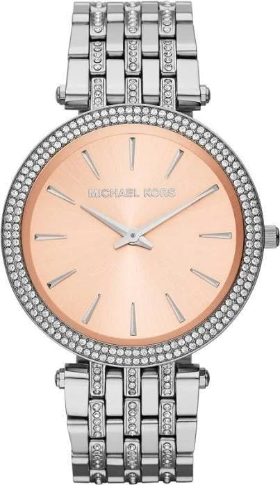 Montre Femme Michael Kors Darci MK3218, Cadran Fuchsia, Bracelet Acier Argenté et Strass
