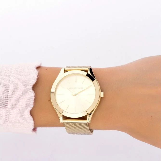 Montre Femme Michael Kors MK3282 Cadran Doré Bracelet Maille Milanaise Or vue 4