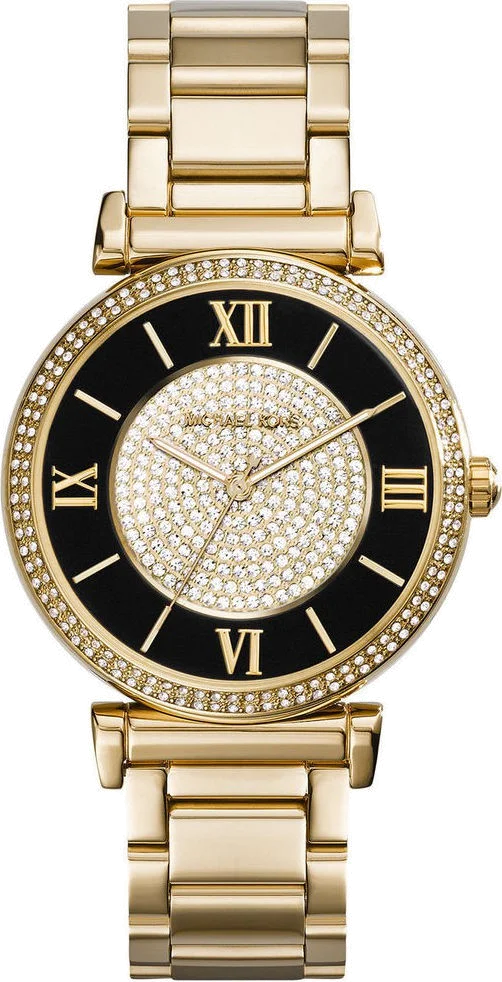 Montre Femme Michael Kors MK3338 en Or et Noir avec Incrustations de Strass