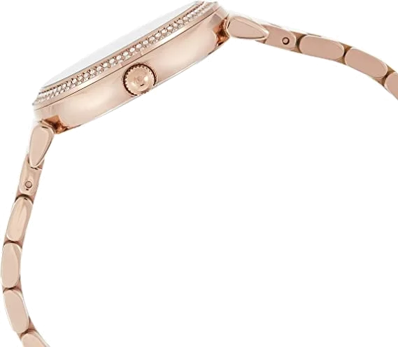 Montre Femme Michael Kors MK3356 Cadran Noir Cristaux Bracelet Acier Doré Rose vue 3