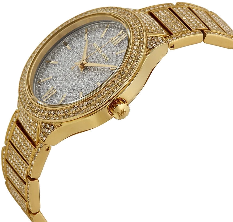 Montre Femme Michael Kors Kerry MK3360 en acier doré avec micropavé de cristaux vue 2
