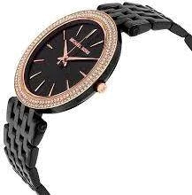 Montre Femme Michael Kors Darci MK3407 en Acier Noir et Or Rose vue 3