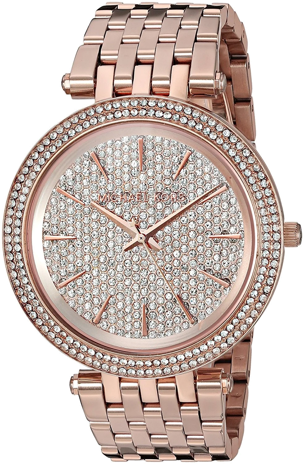 Montre Femme Michael Kors MK3439 Darci, Boîtier Acier Or Rose et Lunette Sertie de Brillants