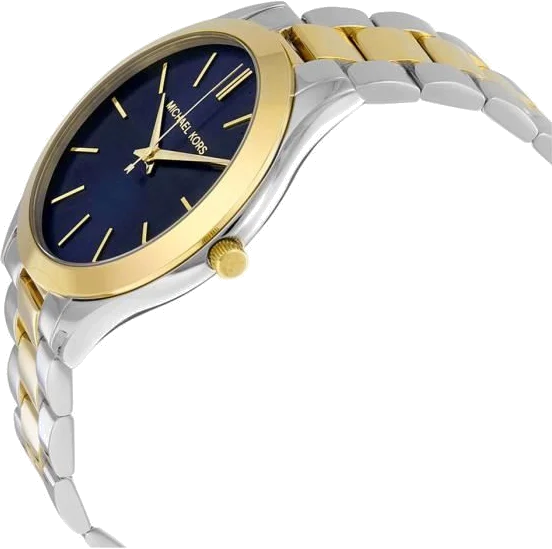 Montre Femme Michael Kors MK3479 - Cadran Bleu, Bracelet Acier Bicolore Argent et Or vue 2