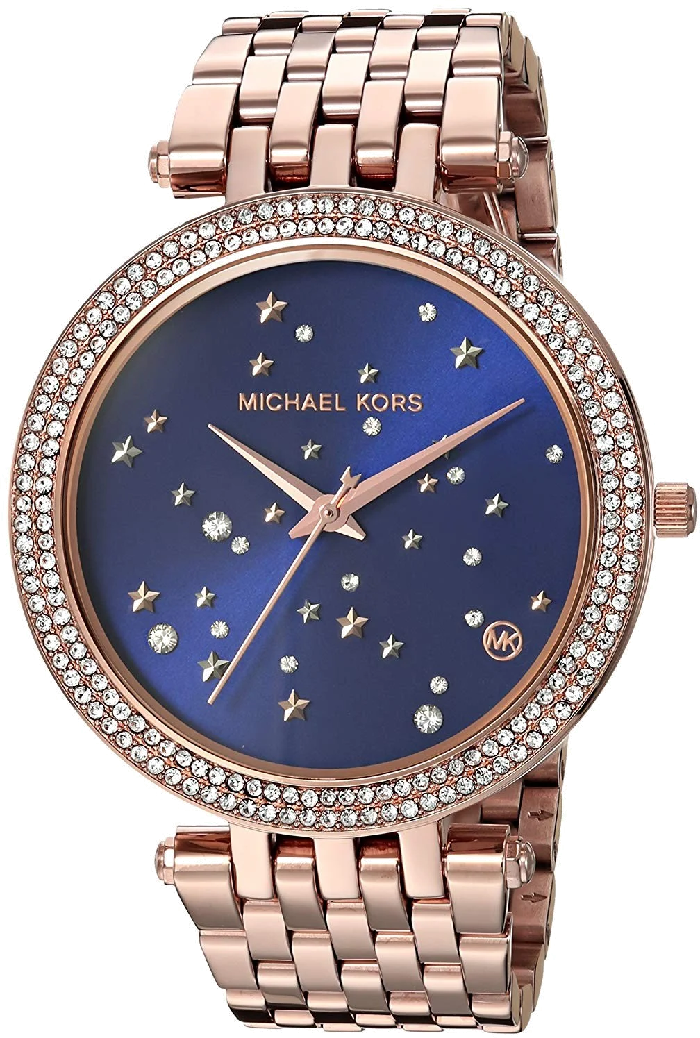 Montre Femme Michael Kors Darci MK3728 Cadran Bleu, Bracelet Or Rose