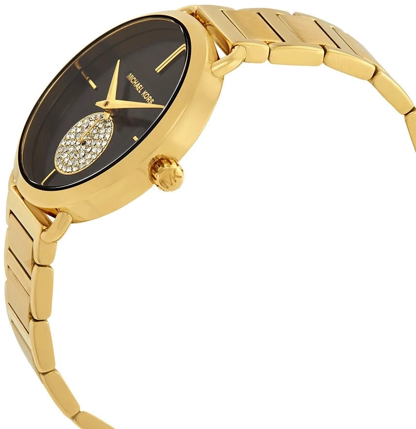 Montre Michael Kors Portia MK3788 pour Femme - Boîtier or et cadran noir vue 3