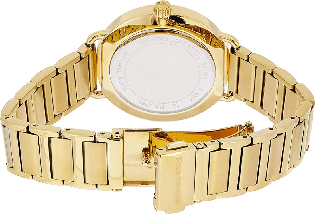 Montre Michael Kors Portia MK3788 pour Femme - Boîtier or et cadran noir vue 4