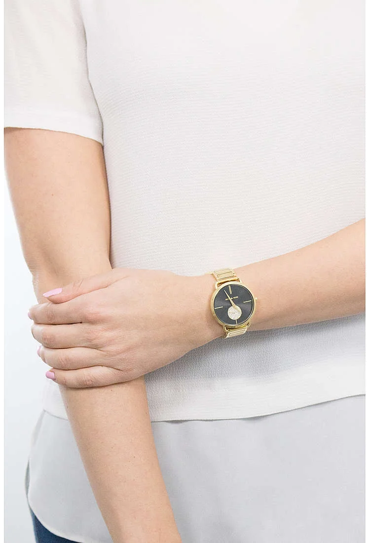 Montre Michael Kors Portia MK3788 pour Femme - Boîtier or et cadran noir vue 5