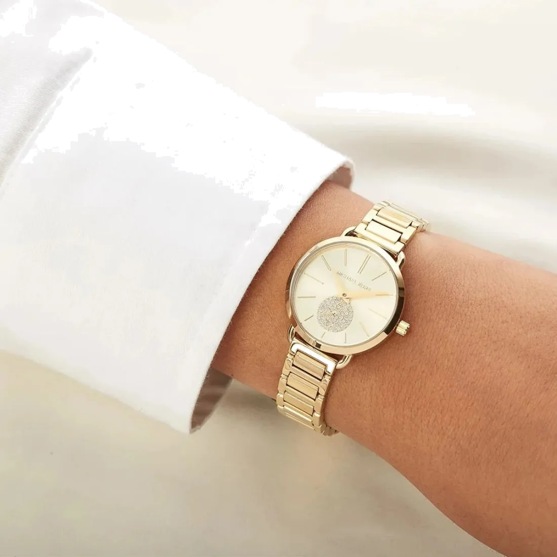 Montre Femme Michael Kors MK3838 en Acier Doré Jaune avec Petite Seconde vue 4