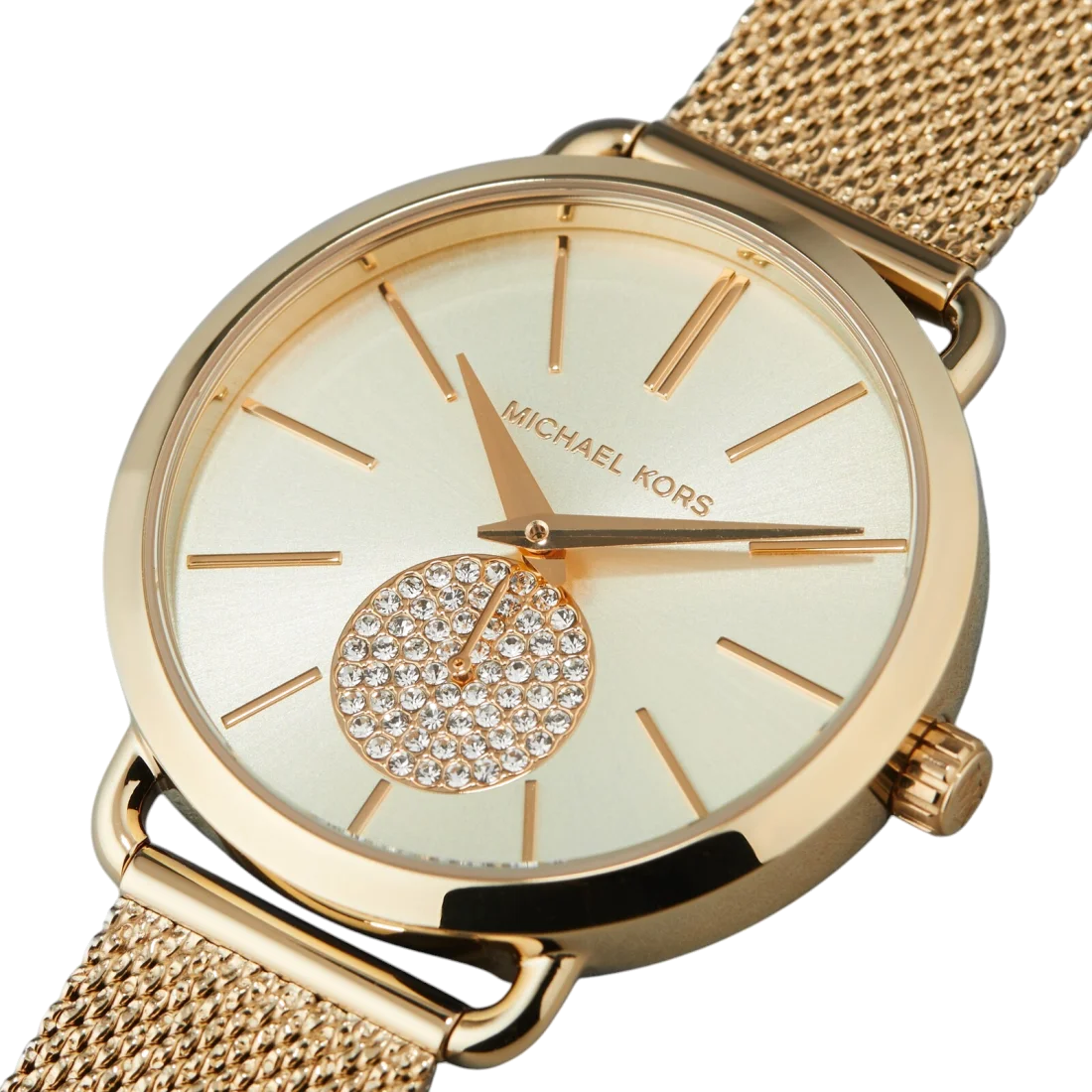 Montre Femme Michael Kors MK3844 Portia en Acier Doré à Maille Milanaise vue 3