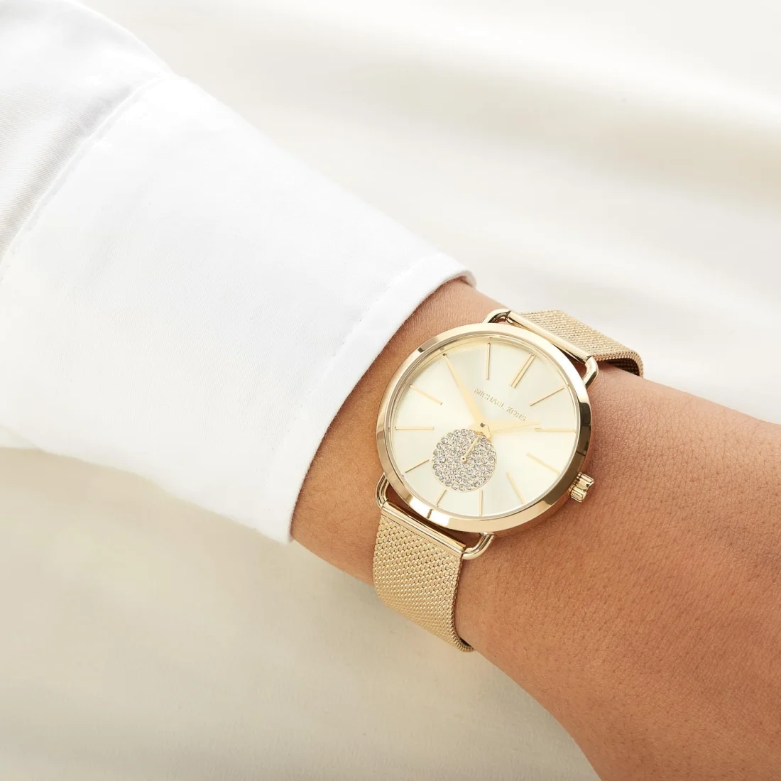 Montre Femme Michael Kors MK3844 Portia en Acier Doré à Maille Milanaise vue 5