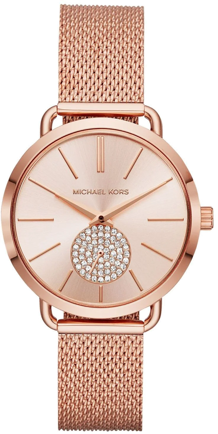 Montre Michael Kors MK3845 pour Femme en Acier Or Rose avec Maille Milanaise