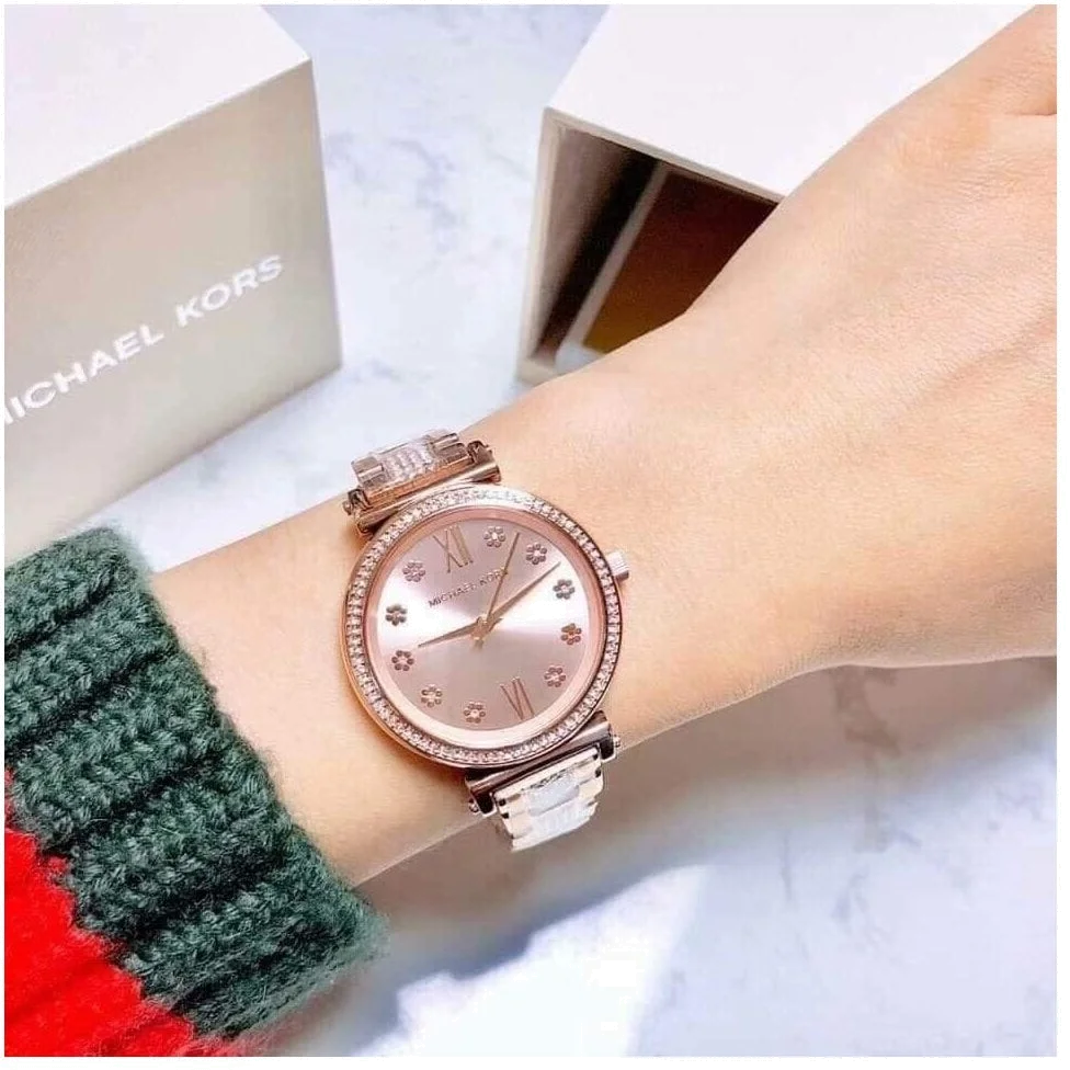 Montre Femme Michael Kors Sofie MK3882 en Acier Or Rose vue 3