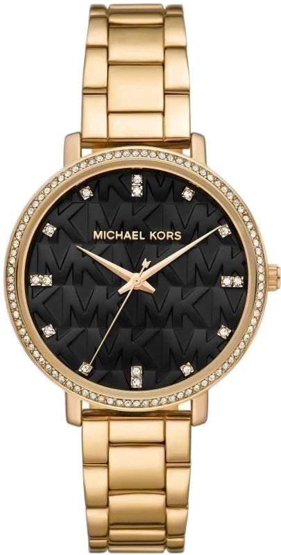Montre Michael Kors Pyper MK4593 pour Femme - Cadran Noir et Bracelet Acier Doré