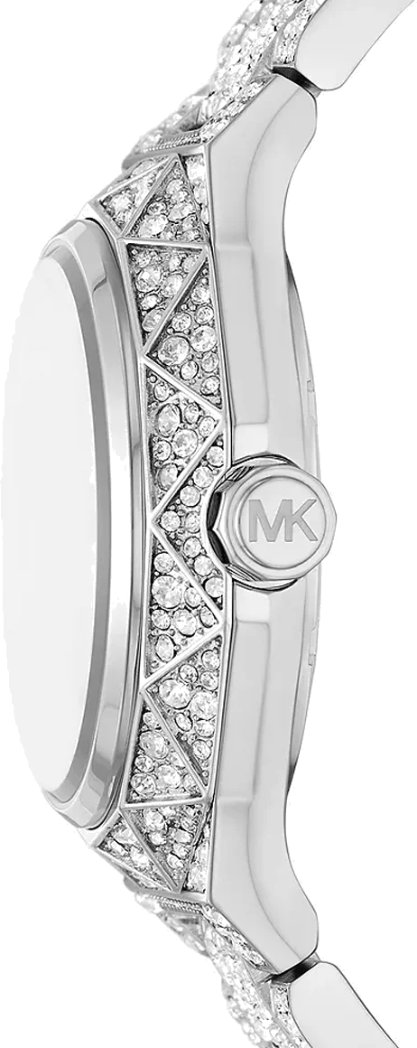 Montre Femme Michael Kors Raquel MK4691 Cadran et Bracelet Argent Acier Pavé de Strass vue 3