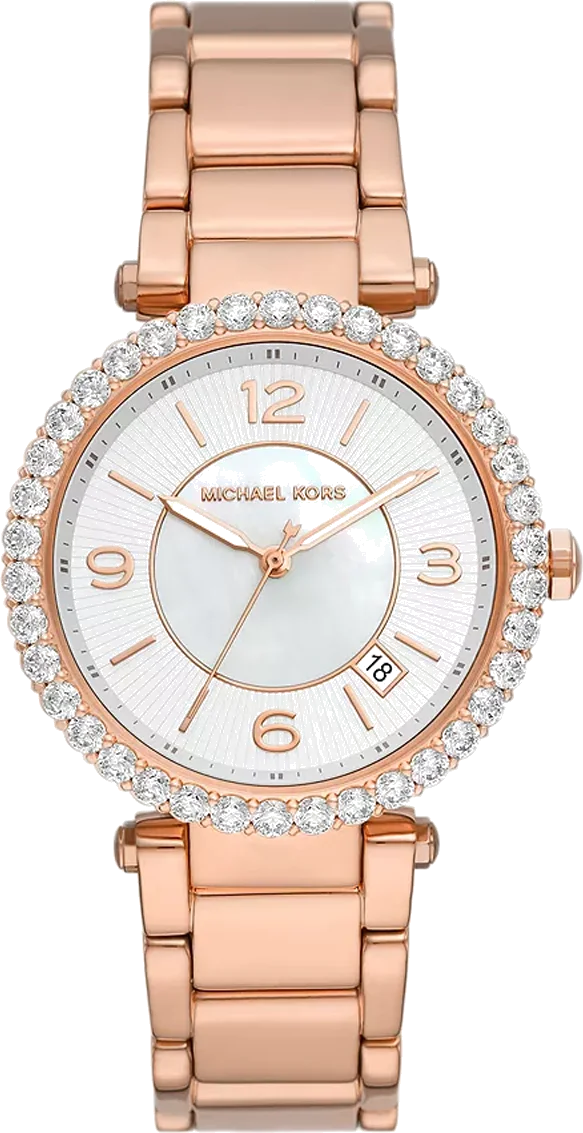 Montre Femme Michael Kors Parker MK4695 - Cadran blanc nacre, bracelet acier or rose