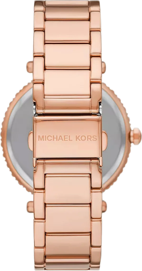 Montre Femme Michael Kors Parker MK4695 - Cadran blanc nacre, bracelet acier or rose vue 3