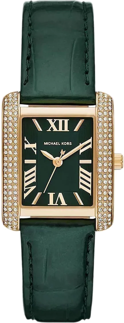 Montre Femme Michael Kors Emery MK4697 - Cadran et bracelet cuir vert - Boîtier or rectangulaire