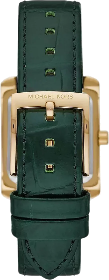 Montre Femme Michael Kors Emery MK4697 - Cadran et bracelet cuir vert - Boîtier or rectangulaire vue 2