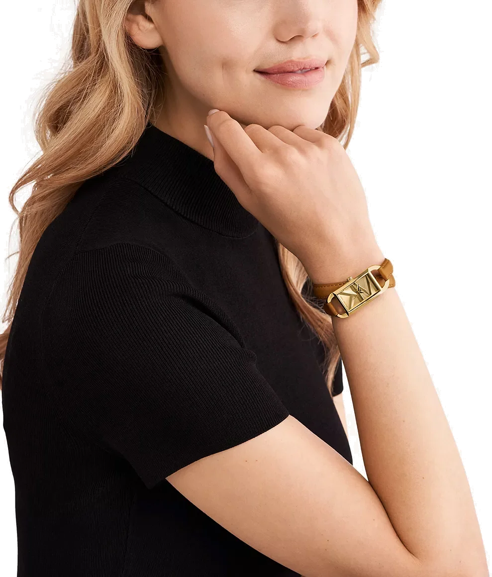 Montre Femme Michael Kors MK4721 Mini Empire - Cadran Or, Bracelet Cuir Marron vue 4