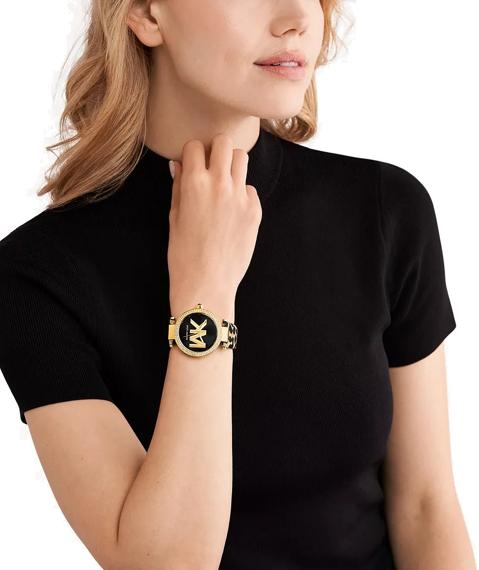 Montre Femme Michael Kors MK4723 Parker - Boîtier Or, Bracelet Cuir Noir Léopard vue 4